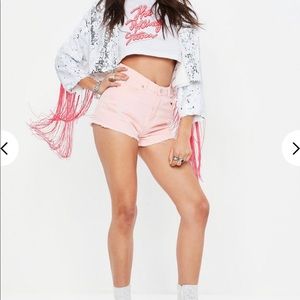 Missguided white and silver sequin fringe jacket